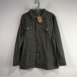 Manly Vintage Corduroy Lapel Work Jacket, Men's Size XL - Green